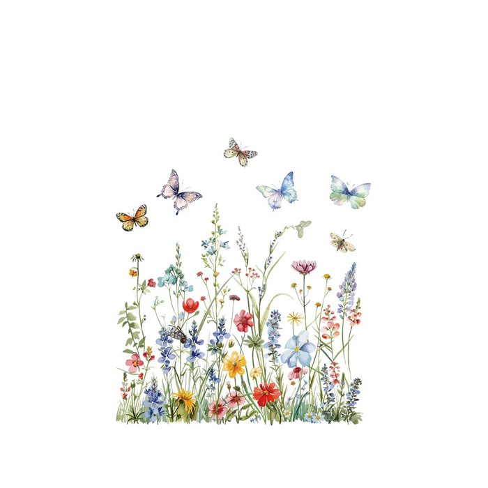 Watercolour Flower Butterfly Toilet Sticker For Bathroom Decor