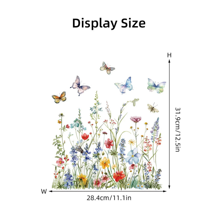 Watercolour Flower Butterfly Toilet Sticker For Bathroom Decor