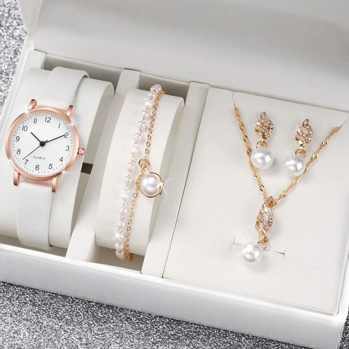 4 Piece Casual Quartz Watch Jewelry Set