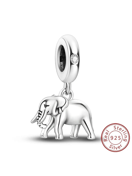 925 Sterling Silver Elephant Charm Pendant Fits Bracelets & Necklaces Diy Gift