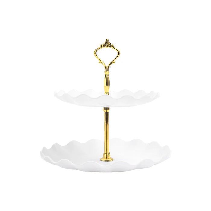 Round Double Layer Cake Stand For Weddings And Parties