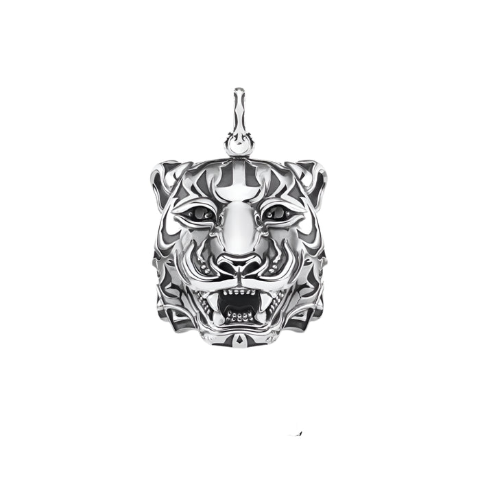 925 Sterling Silver Blackened Tiger Pendant Punk Jewelry Lucky Gift For Men & Women