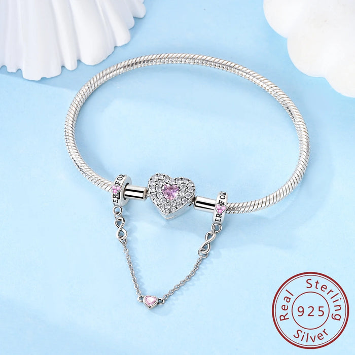 925 Sterling Silver Love Safety Beads Fits Bracelets & Necklaces Women Diy Gift