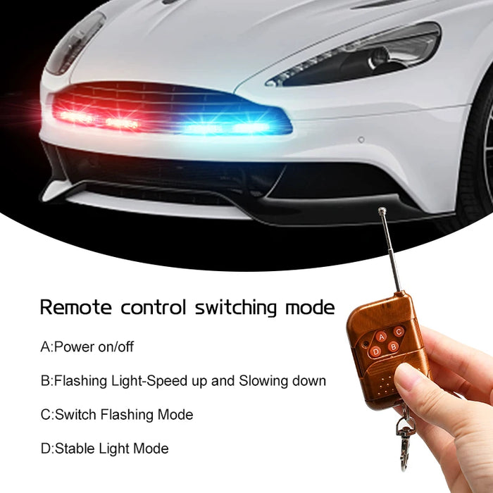 12V Car Led Grid Police Strobe Light Remote Control Emergency Flashing Beacon