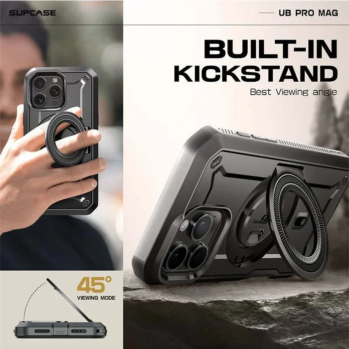 For Iphone 16 Pro 6.3 Inch 2024 Ub Pro Mag Full Body Rugged Phone Case With Built-In Screen Protector Belt-Clip