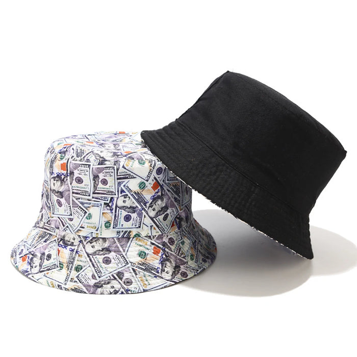 Double Sided Dollar Print Bucket Hat For Outdoor Sun Protection