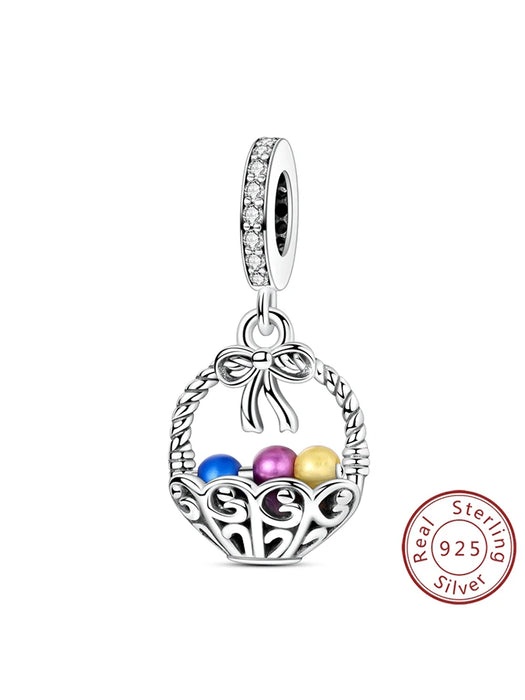 925 Sterling Silver Easter Egg Pendant Charm For Women Diy Jewelry
