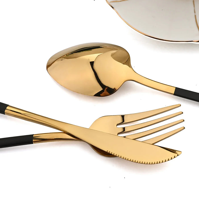 24 Piece Gold Stainless Steel Flatware Set