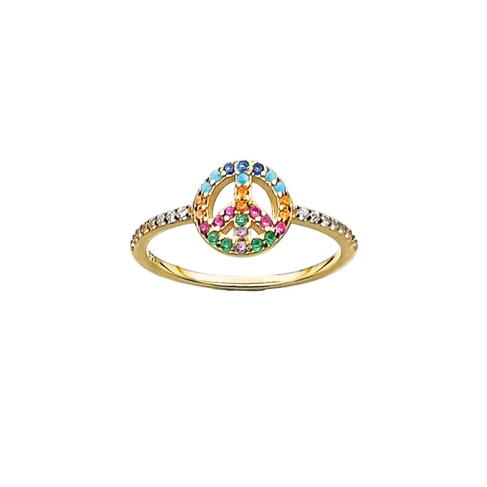 925 Sterling Silver Colourful Peace Gold Europe Style Fine Jewelry Women