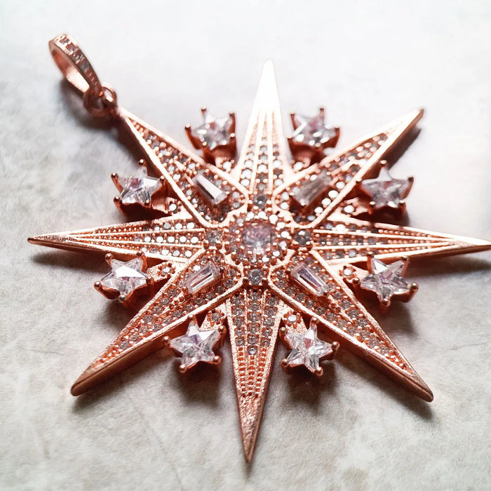 925 Sterling Silver Rose Gold Magic Star Pendant Gift For Women