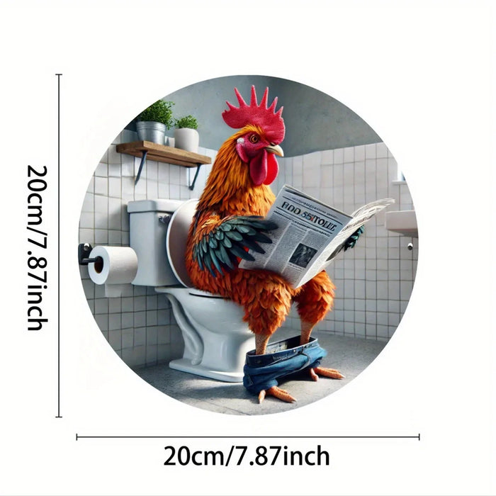 Retro Chicken Wall Art Aluminum Sign Funny Bathroom Decor