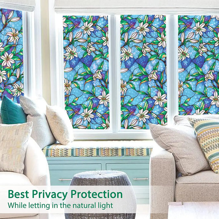 Decorative Privacy Window Film - Non-Adhesive Frosted Glass Film For Home