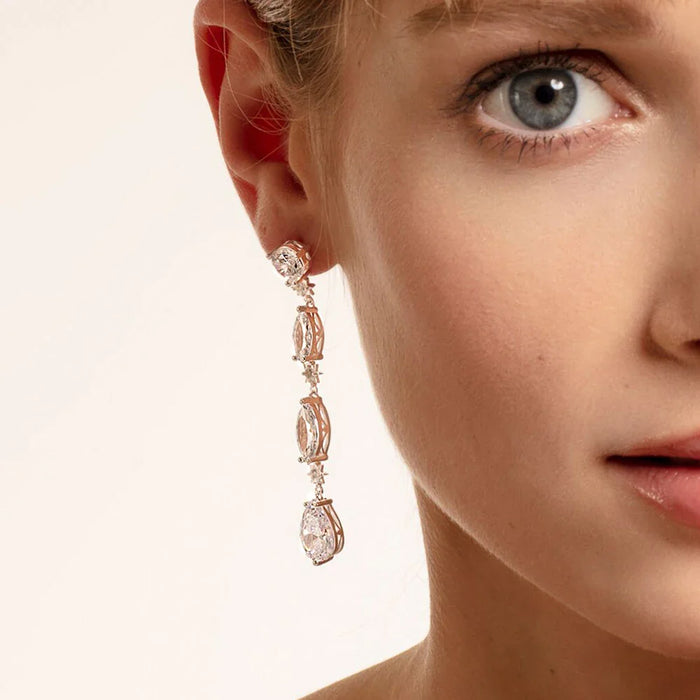 925 Sterling Silver Tear Drop Earrings White Zircon Jewelry For Women