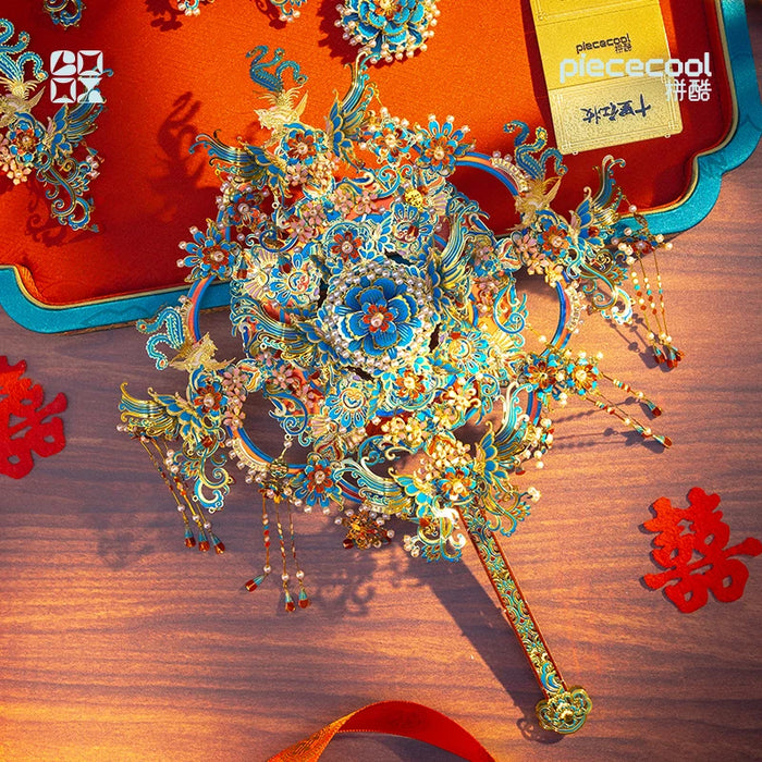 Chinese Style 3D Metal Model Kit Kingfisher Fan Puzzle
