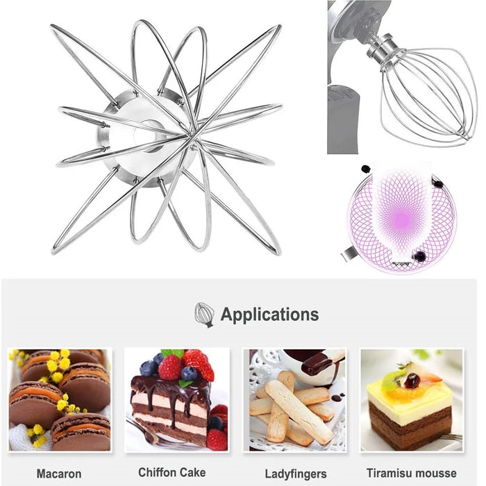 K45Ww Wire Whip Attachment 6 Wire Whisk For Kitchenaid 4.5Qt Tilt-Head Stand Mixer For Egg Heavy Cream Beater Cakes Mayonnaise