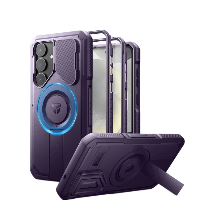 For Samsung Galaxy S25 / S25 Plus / S25 Ultra Shockproof Built-In Screen Protector Kickstand Case With Built-In Sliding Camera Case