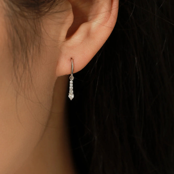 925 Sterling Silver Dazzling Water Drop Earrings In