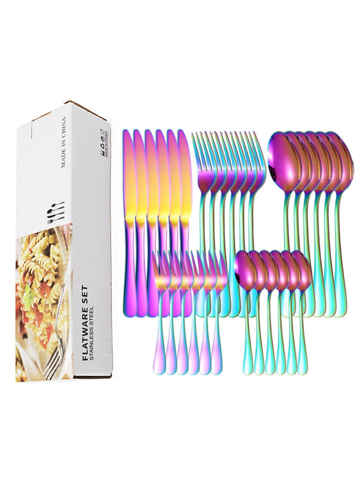 30 Piece Colourful Stainless Steel Cutlery Set For Home Kitchen
