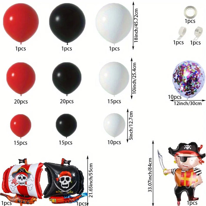 114Pcs Pirate-Themed Balloon Garland Set - Perfect For Birthday Parties Anniversary Celebrations And Pirate-Themed Events