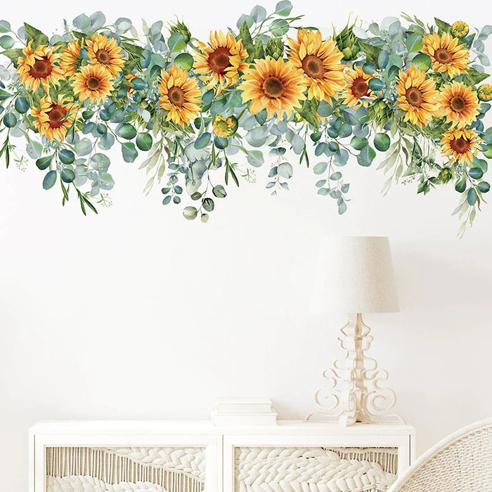 Hand Painted Sunflower Wall Stickers For Home Decor 109X50Cm