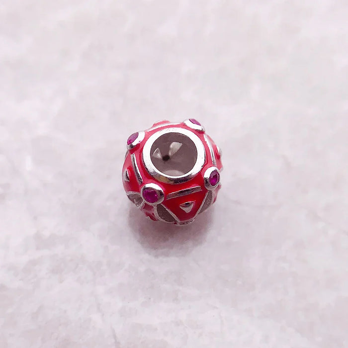 925 Sterling Silver Red Scale Beads Charm For Europe Karma Bracelets