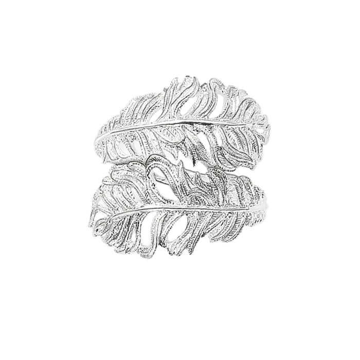 925 Sterling Silver Feather Ring Europe Style Fine Jewelry For Women