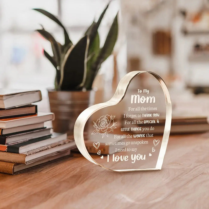 Acrylic Heart Shaped Mom Gifts For Mother's Day Birthday And Christmas