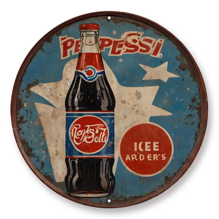 Retro Pepsi Metal Sign Colorful Cartoon Style