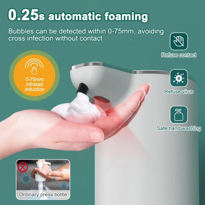 350Ml Touchless Foam Soap Dispenser Infrared Sensor Usb Rechargeable Wall Mounted
