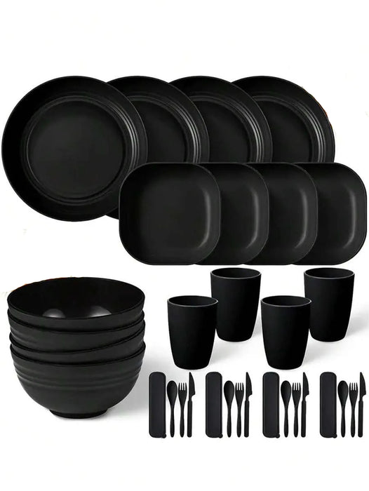 4 / 32 Piece Reusable Plastic Cutlery Set For 4 People