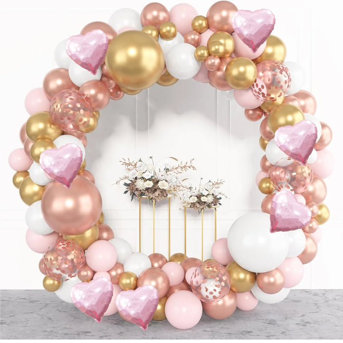 143Pcs Gold Pink White Latex Balloon Arch Garland Kit For Valentine'S Day Birthday Parties Graduations Prom Decorations