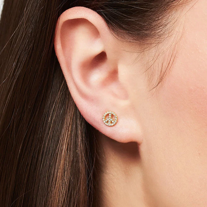 925 Sterling Silver Peace Stud Earrings Classic Gift