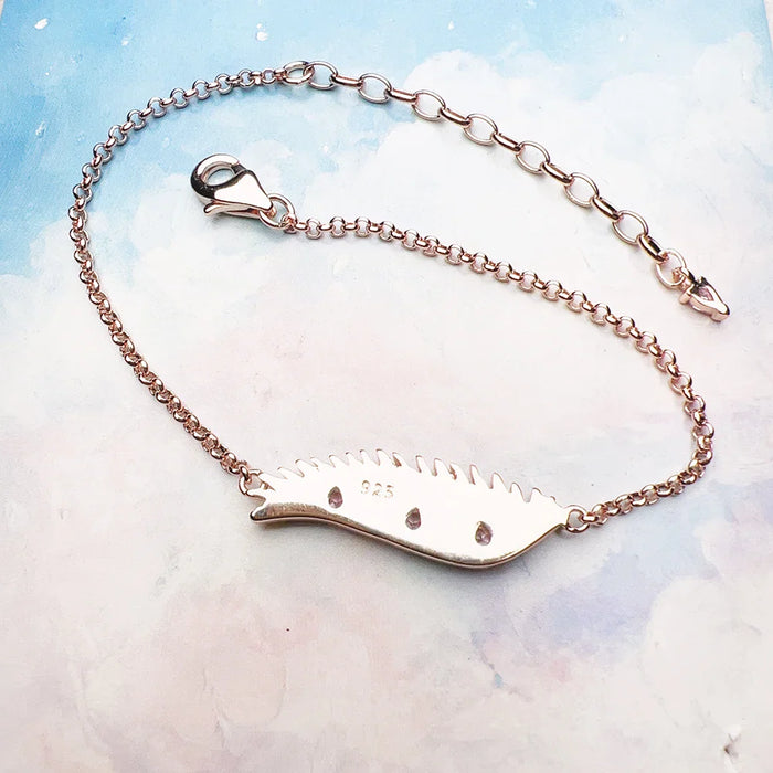 925 Sterling Silver Phoenix Wing Rose Gold Bracelet With Pink Stones Link Chain For Women