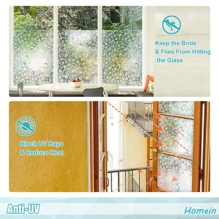 Decorative 3D Privacy Window Film - Non-Adhesive Anti-Uv Glass Sticker For Home Kitchen
