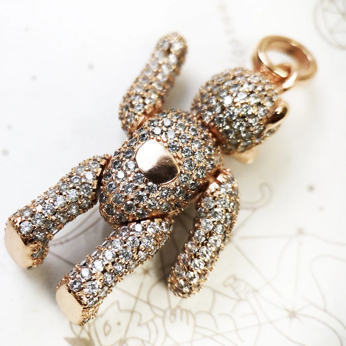 925 Sterling Silver Rose Gold Teddy Bear Pendant Cute Accessory For Women