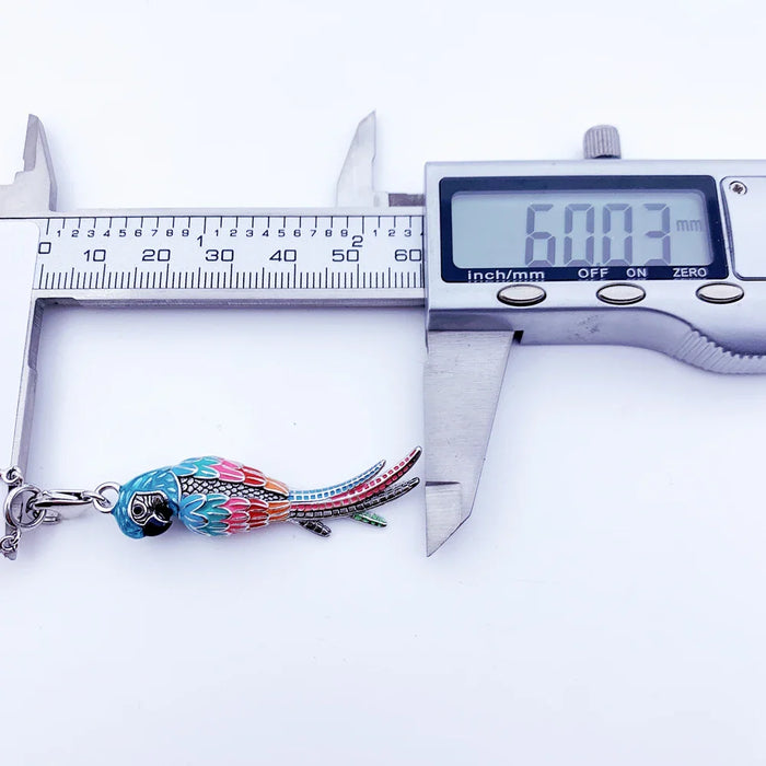 925 Sterling Silver Parrot Charm Necklace Link Chain Fashion Jewelry For Women