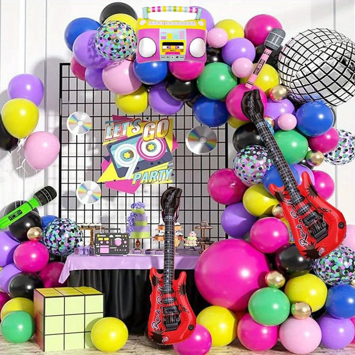 121Pcs Retro Disco Carnival Theme Balloon Set For Birthday Adult Hawaiian Dance Summer Party Carnival Theme Decoration