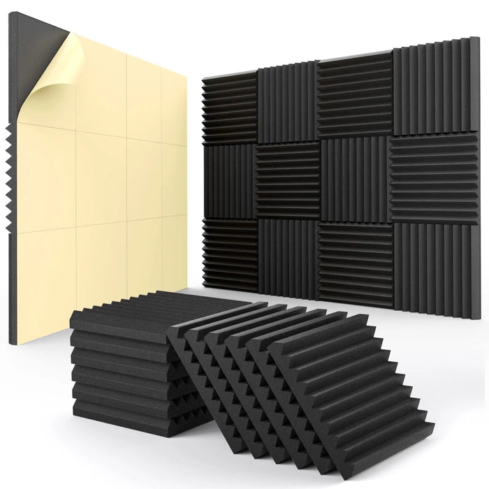 12 Pack Self Adhesive Acoustic Panels 1X12X12 Inchs Soundproof High Density