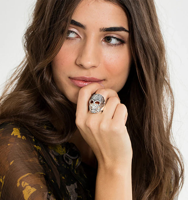 925 Sterling Silver Maori Skull Ring Ethnic For Men & Women