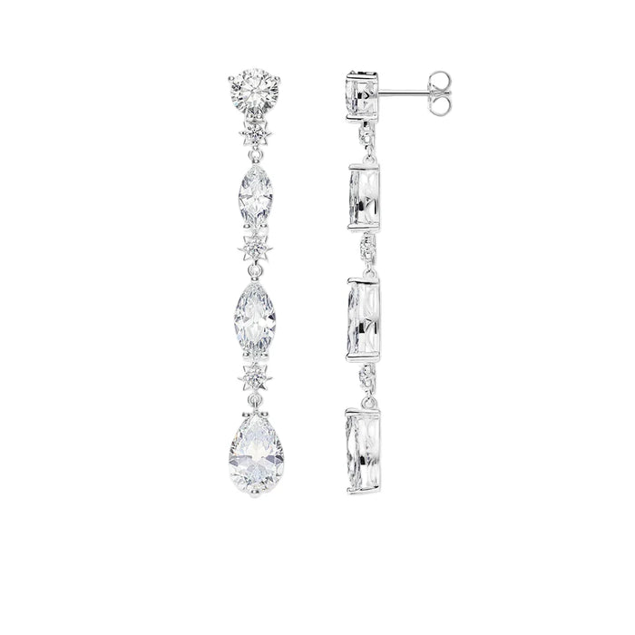 925 Sterling Silver Tear Drop Earrings White Zircon Jewelry For Women