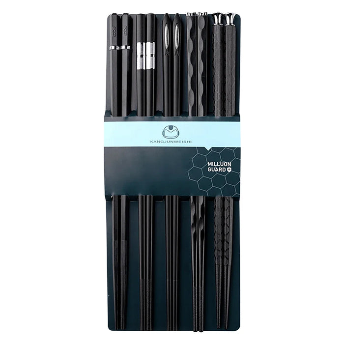 5 Pairs Stainless Steel Asian Chopsticks Set