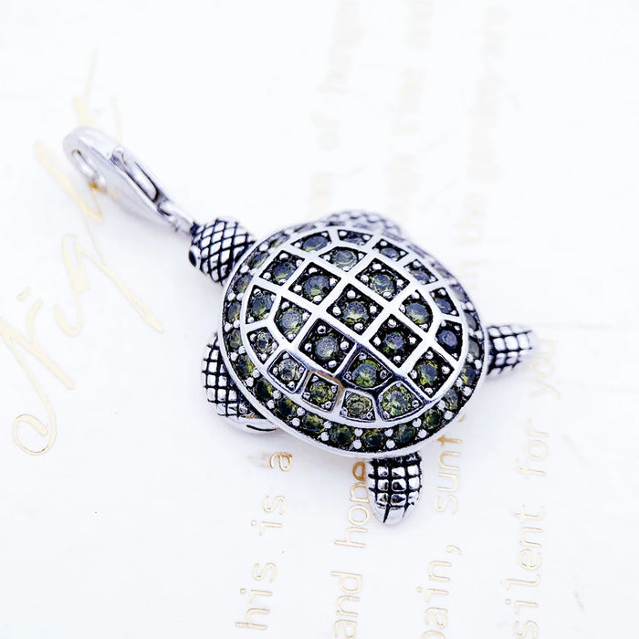 925 Sterling Silver Green Turtle Pendant Fashion Jewelry For Women & Men