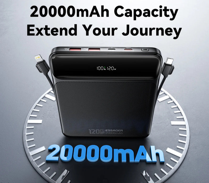 100W Power Bank 20000Mah Capacity Pd Fast Charging Battery Charger Powerbank For Laptops Macbook Iphone Samsung Xiaomi
