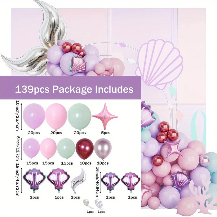 99Pcs Mermaid Themed Balloon Garland Arch Set Suitable For Birthday Parties And Celebration Decorations Indoor And Outdoor Use