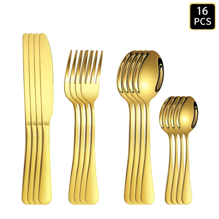4 / 16 / 24 Piece Stainless Steel Cutlery Set Round Handle Wedding / Hotel