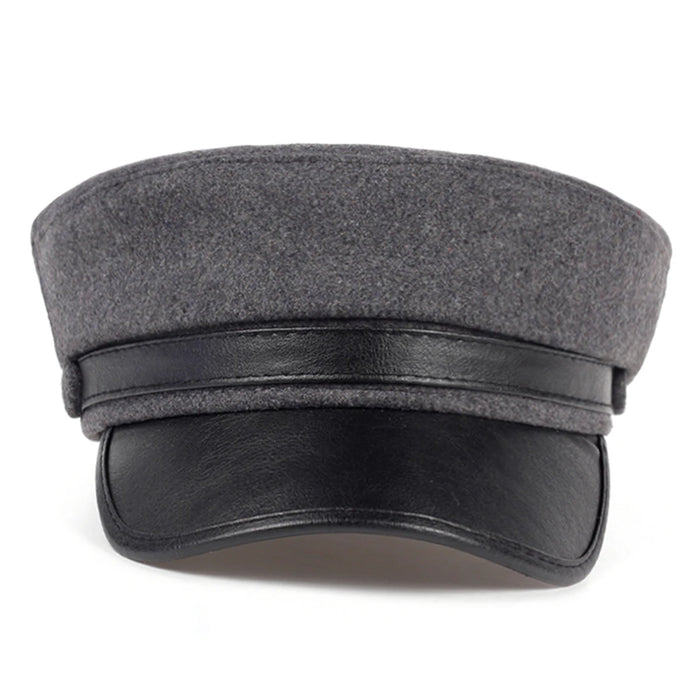Stylish Unisex Leather Sailor Hat Navy Beret Cap For Spring & Autumn
