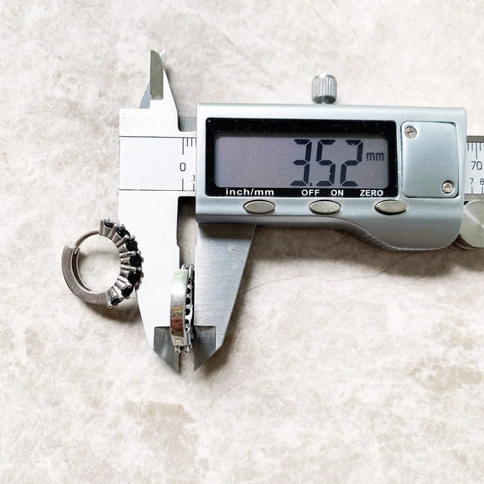 925 Sterling Silver Stylish Creole Hinged Hoop Earrings With Black Cz For Women