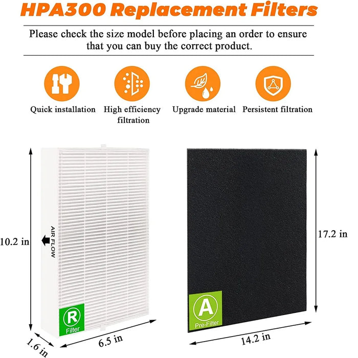 3 Pack Hpa300 Hepa Filter With 6 Pack Activated Carbon Pre-Filter Compatible With Honeywell Hpa300 Hpa304 Hpa5300 Hpa 8350