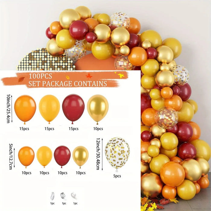 100 Pcs Yellow Orange Thanksgiving Day Balloon Arch Kit For Autumn Theme Party Birthday Party Event Celebration Etc