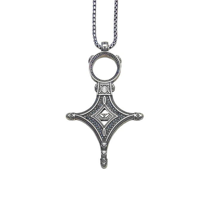 925 Sterling Silver Traditional Rebel Ethno Cross Necklace Strand Jewelry For Men And Women